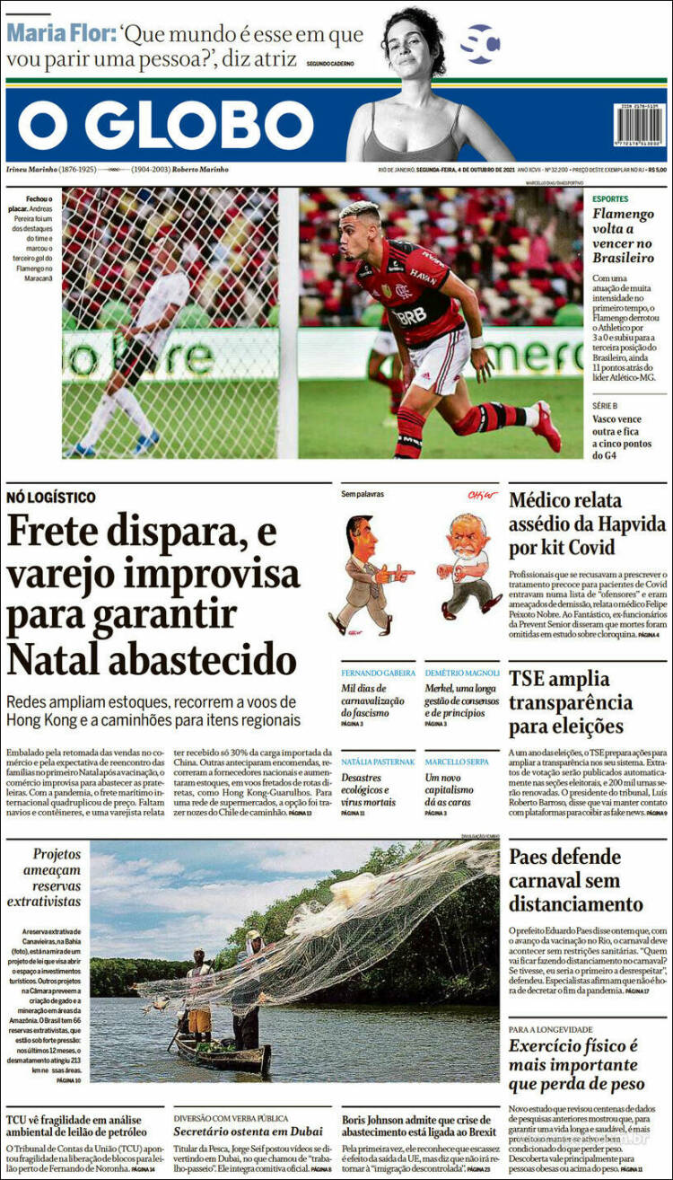 Portada de O Globo (Brasil)