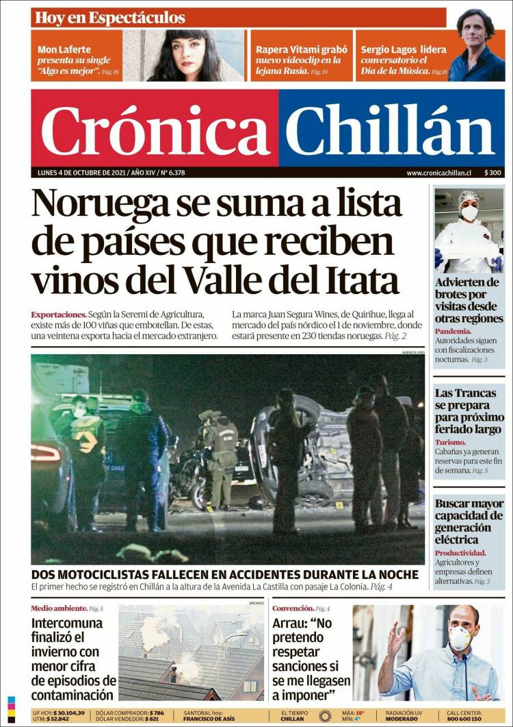 Portada de Crónica Chillán (Chile)