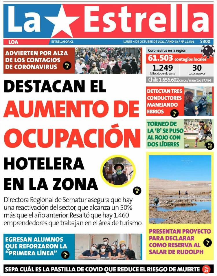 Portada de La Estrella de Loa (Chile)