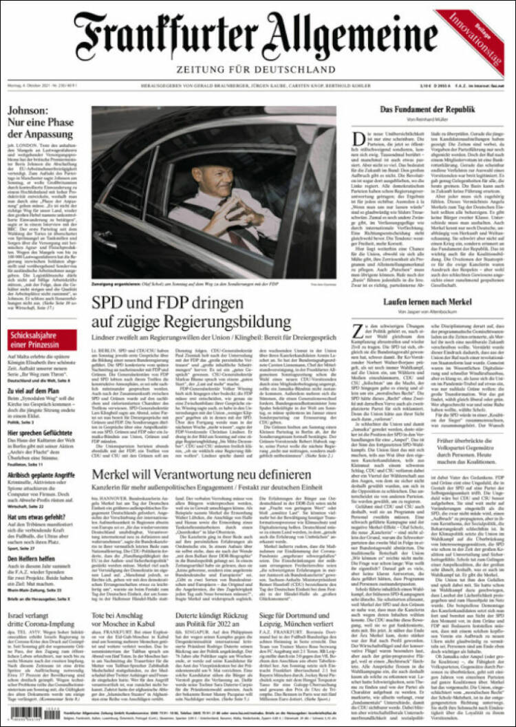 Portada de Frankfurter Allgemeine (Alemania)