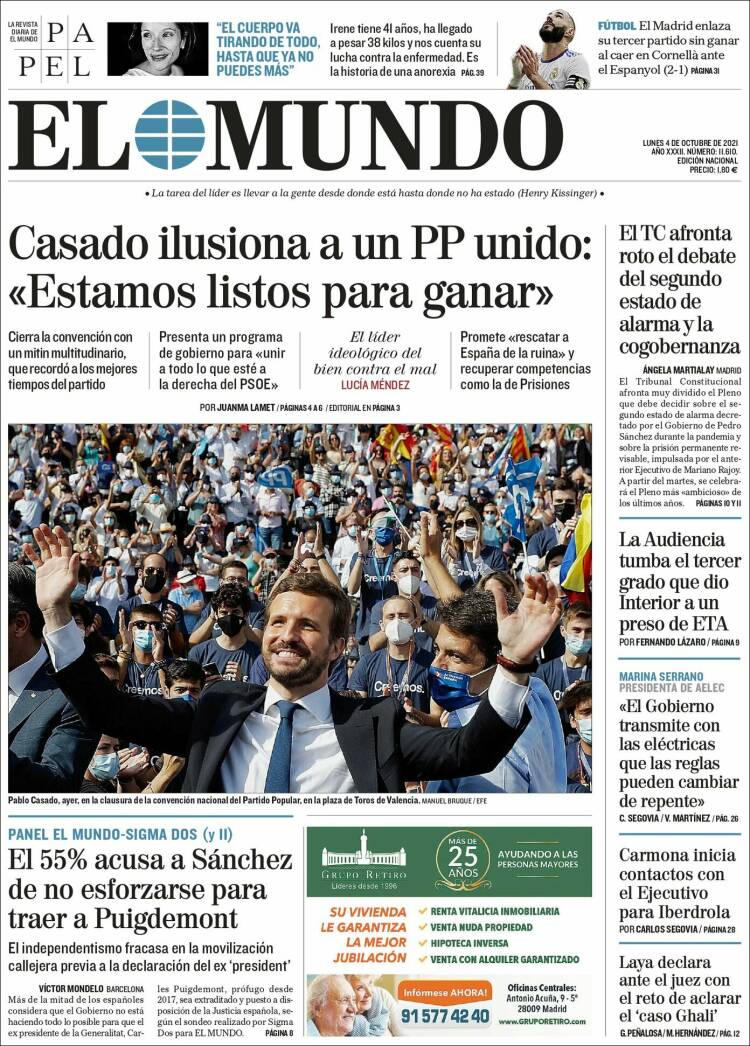 Portada de El Mundo (España)