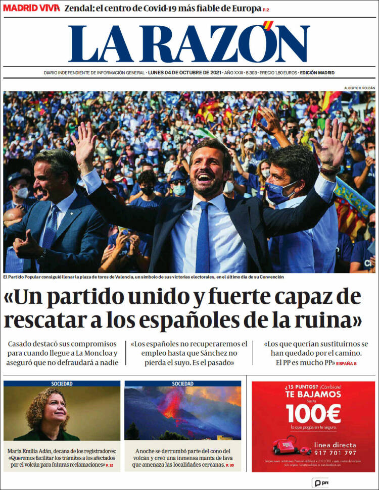 Portada de La Razón (España)