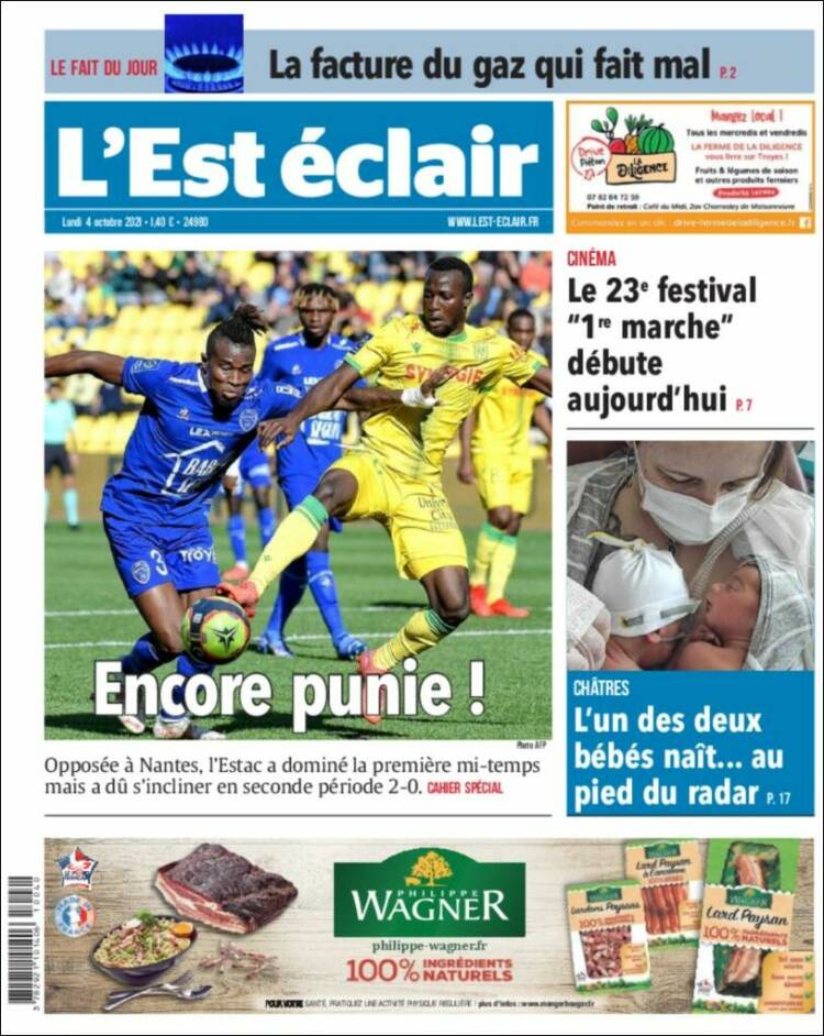 Portada de L'Est Eclair (Francia)