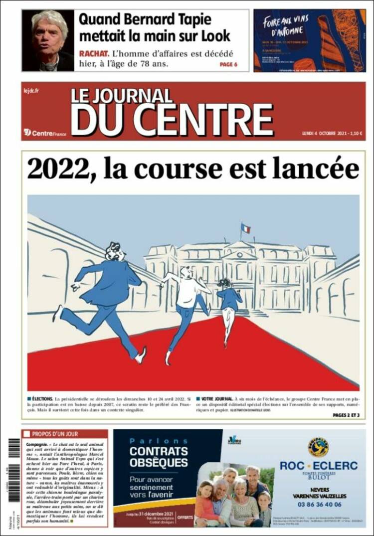 Portada de Le Journal du Centre (Francia)