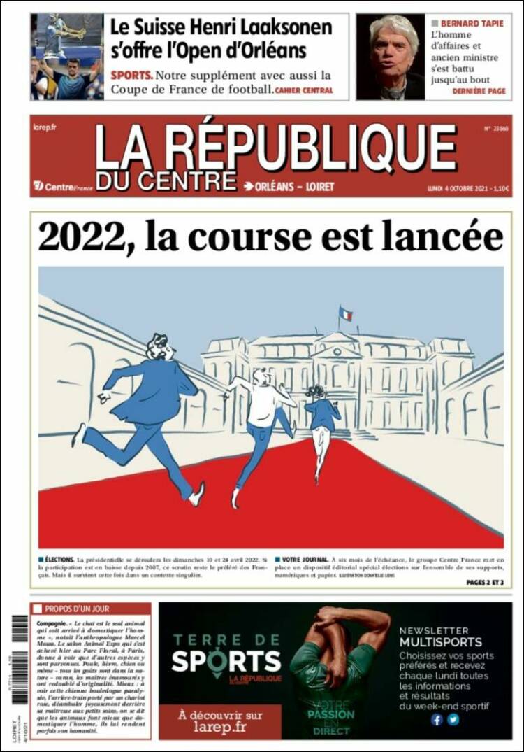 Portada de La République du Centre (Francia)
