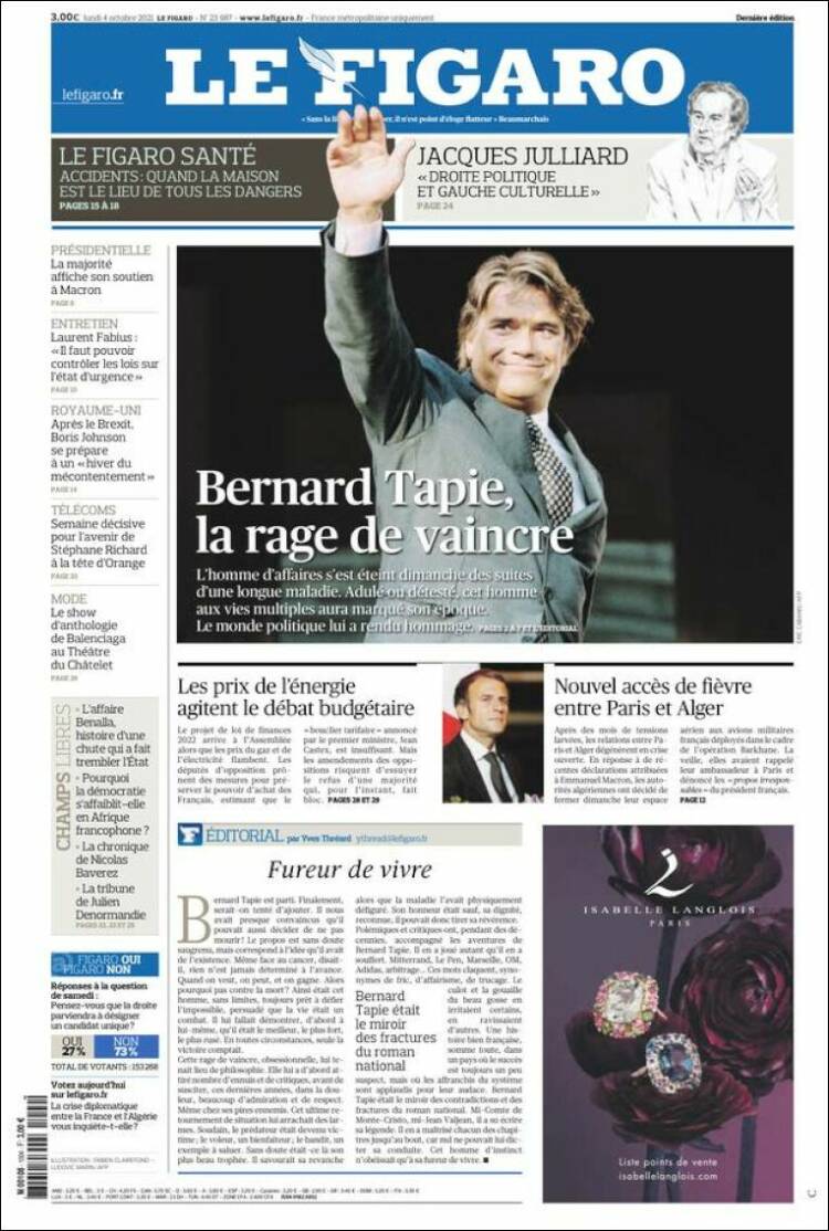 Portada de Le Figaro (Francia)