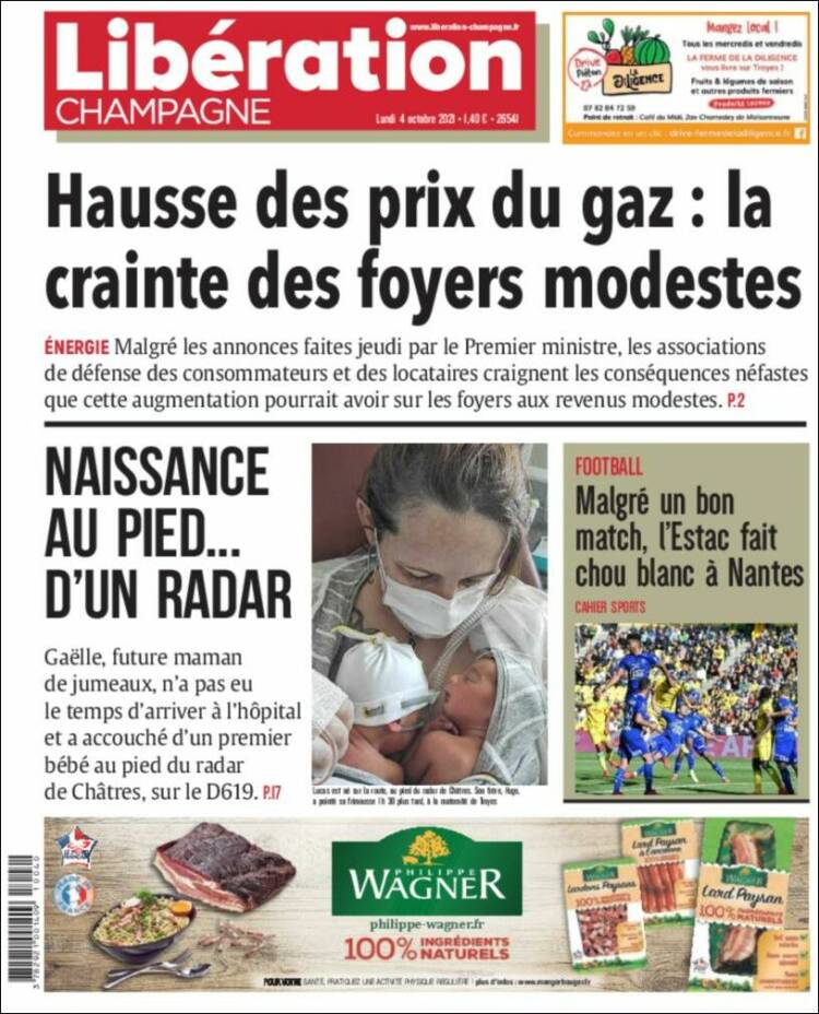 Portada de Libération Champagne (Francia)