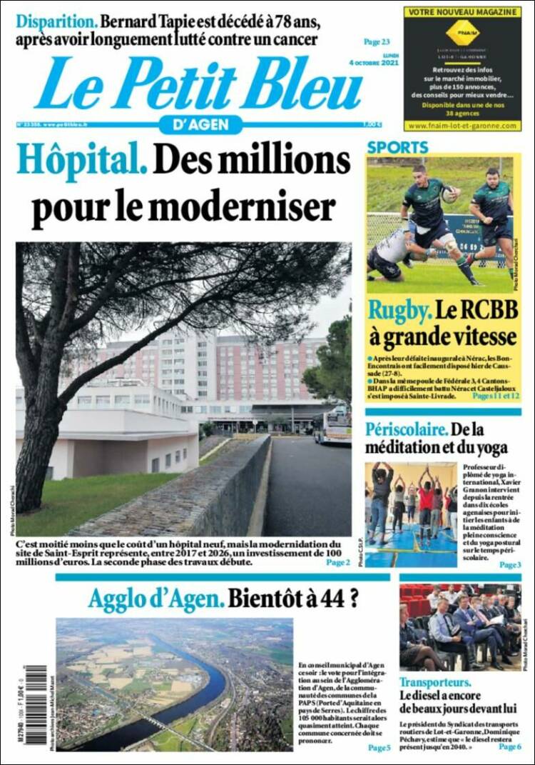 Portada de Le Petit Bleu (Francia)