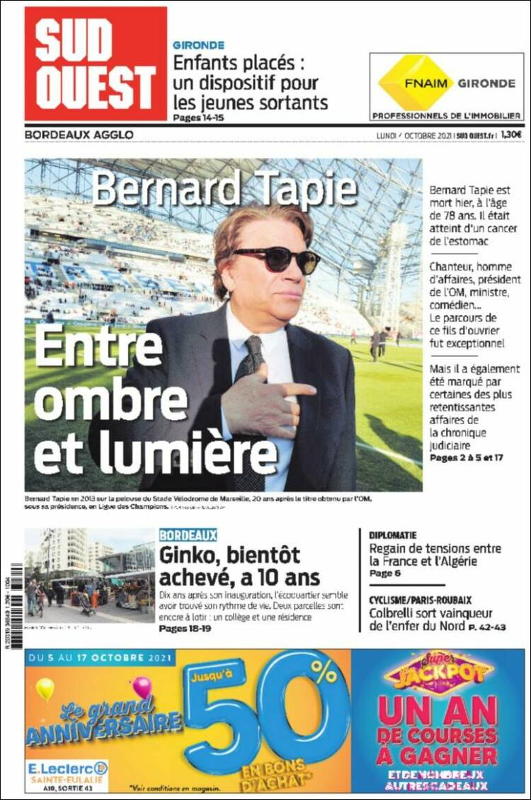 Portada de Sud Ouest (Francia)