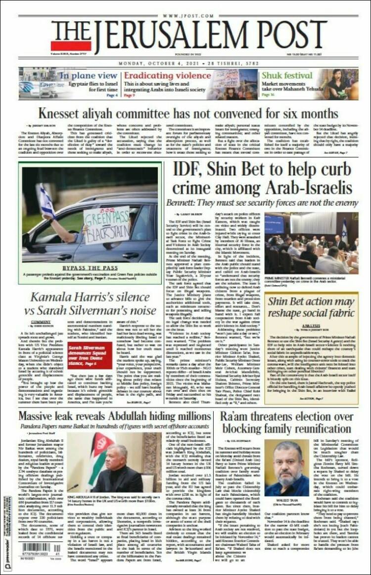 Portada de The Jerusalem Post (Israel)