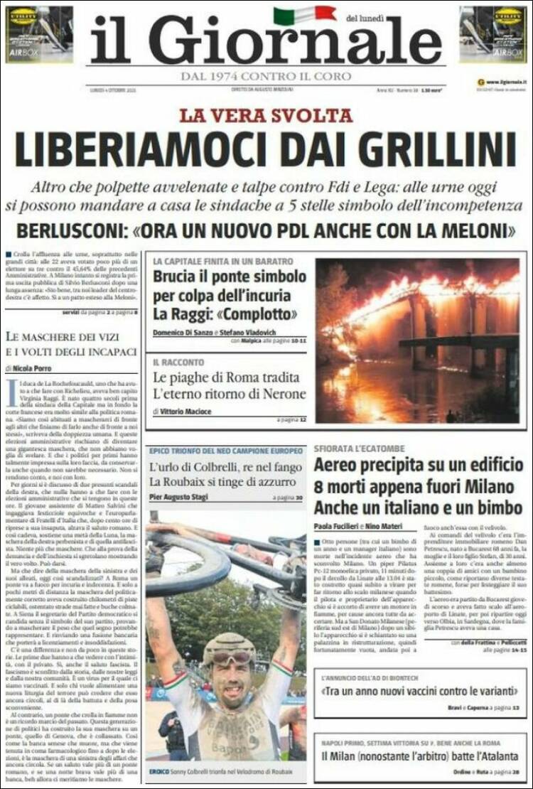 Portada de il Giornale (Italia)