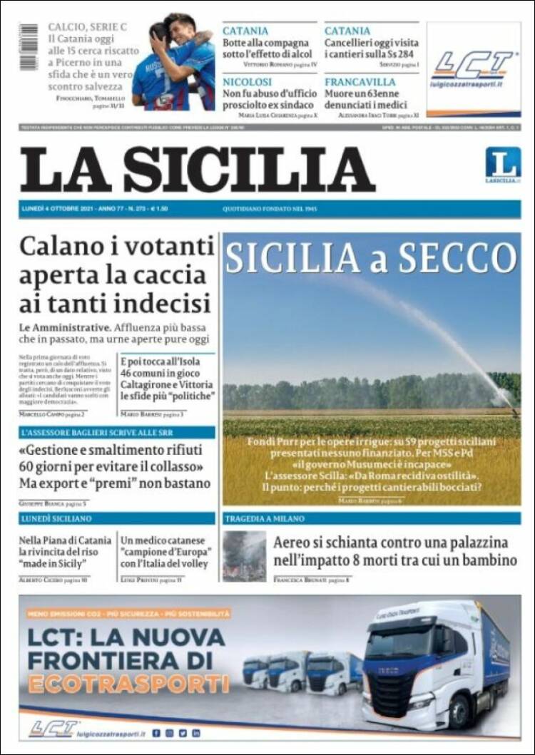 Portada de La Sicilia (Italia)