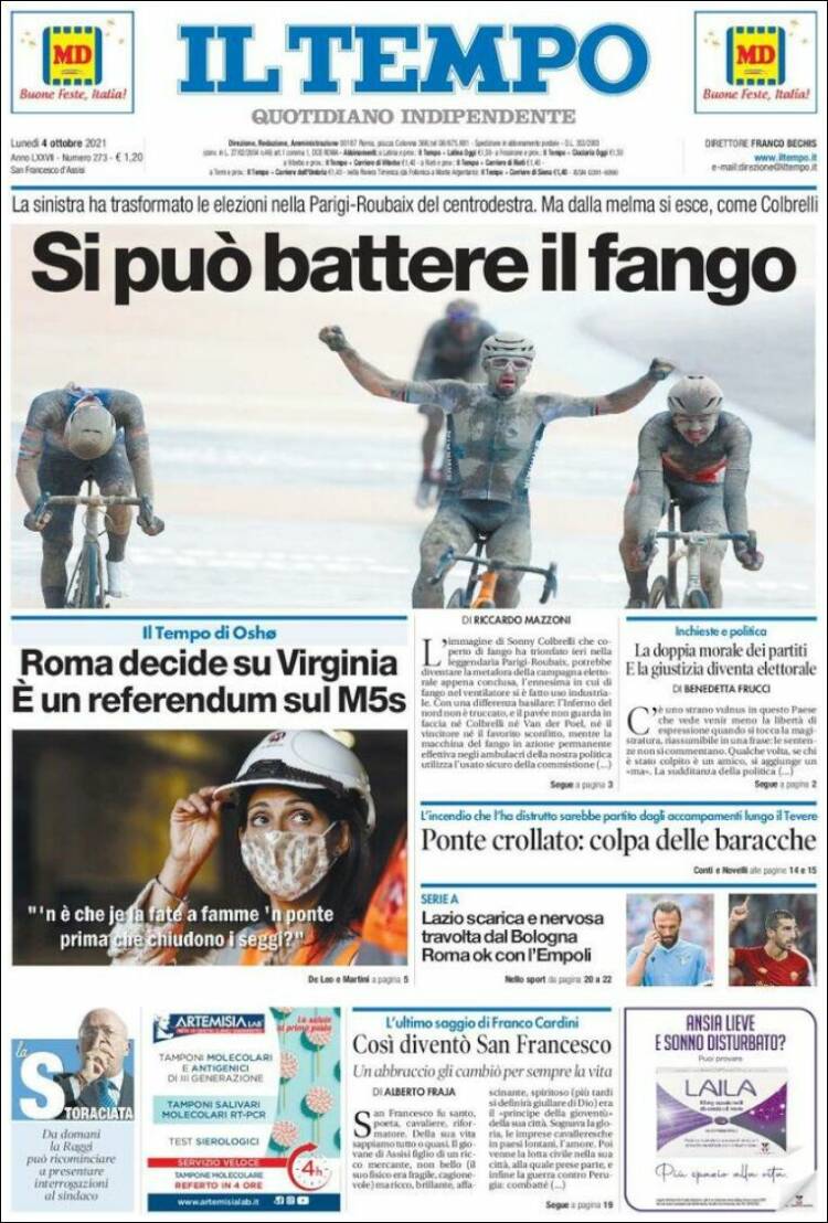 Portada de Il Tempo (Italia)
