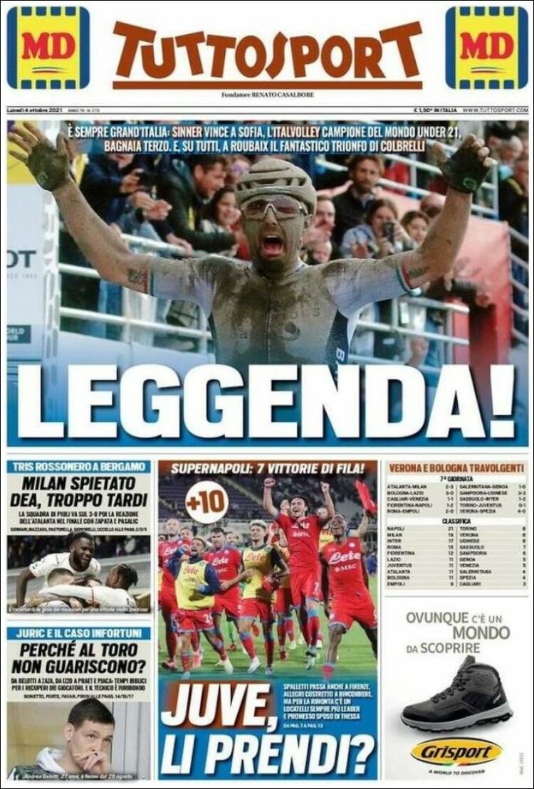 Portada de Tuttosport (Italia)