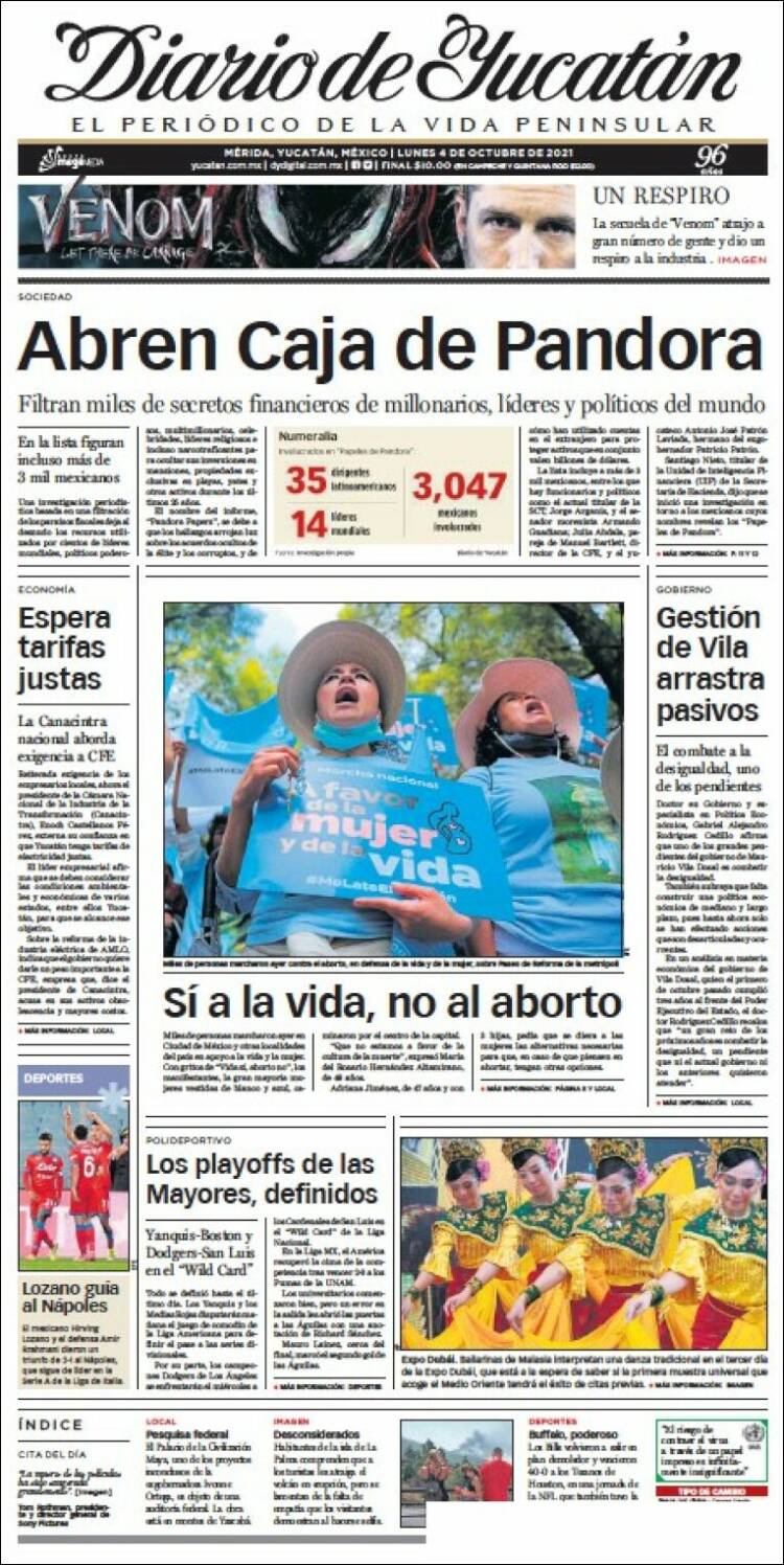 Portada de Diario de Yucatán (M&eacute;xico)