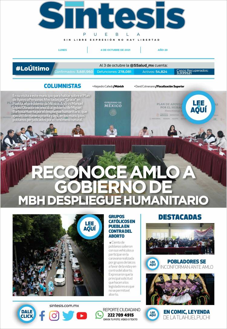 Portada de Síntesis - Puebla (M&eacute;xico)