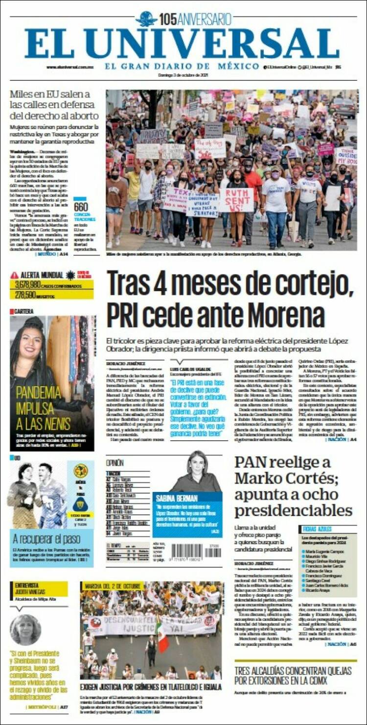 Portada de El Universal (M&eacute;xico)