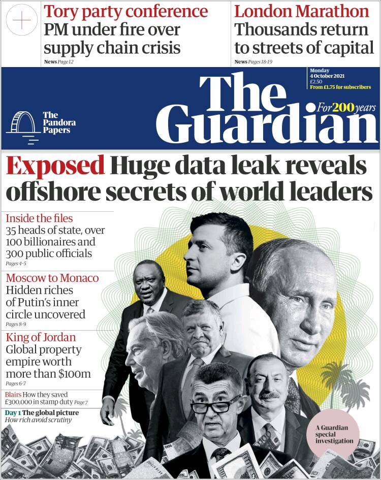 Portada de The Guardian (Reino Unido)
