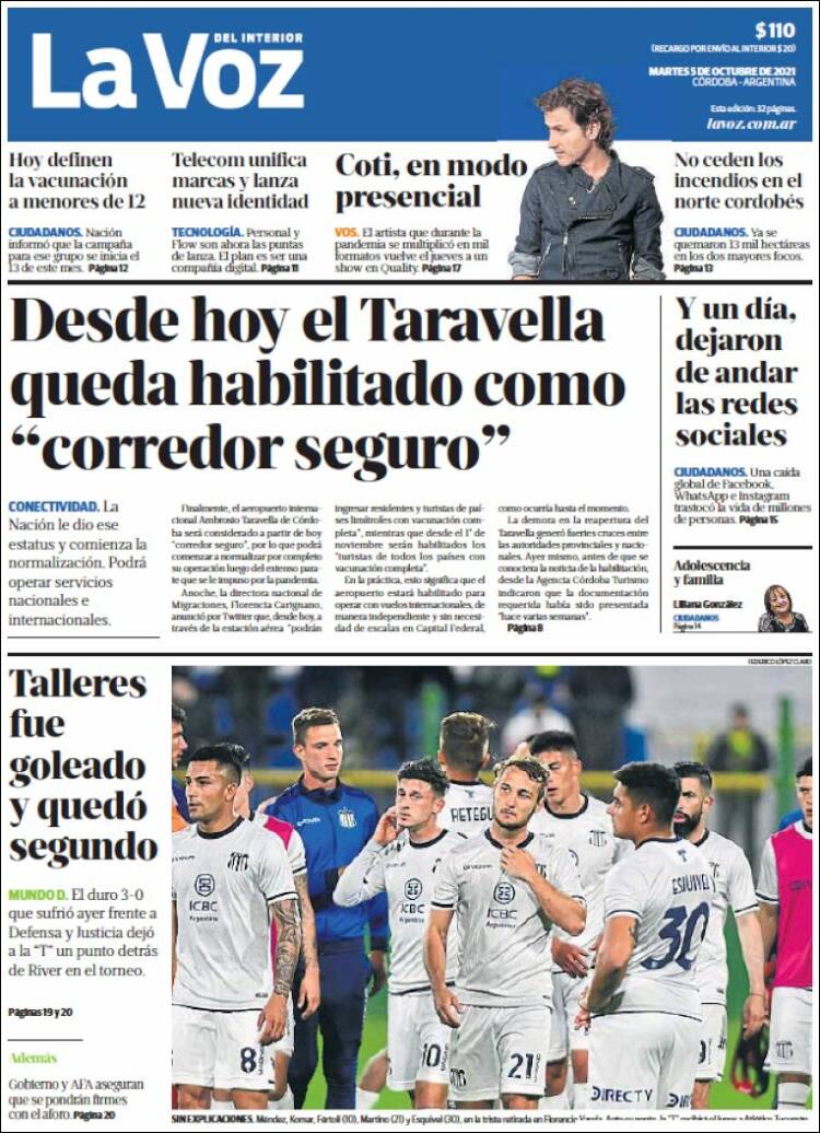 Portada de La Voz del Interior (Argentina)