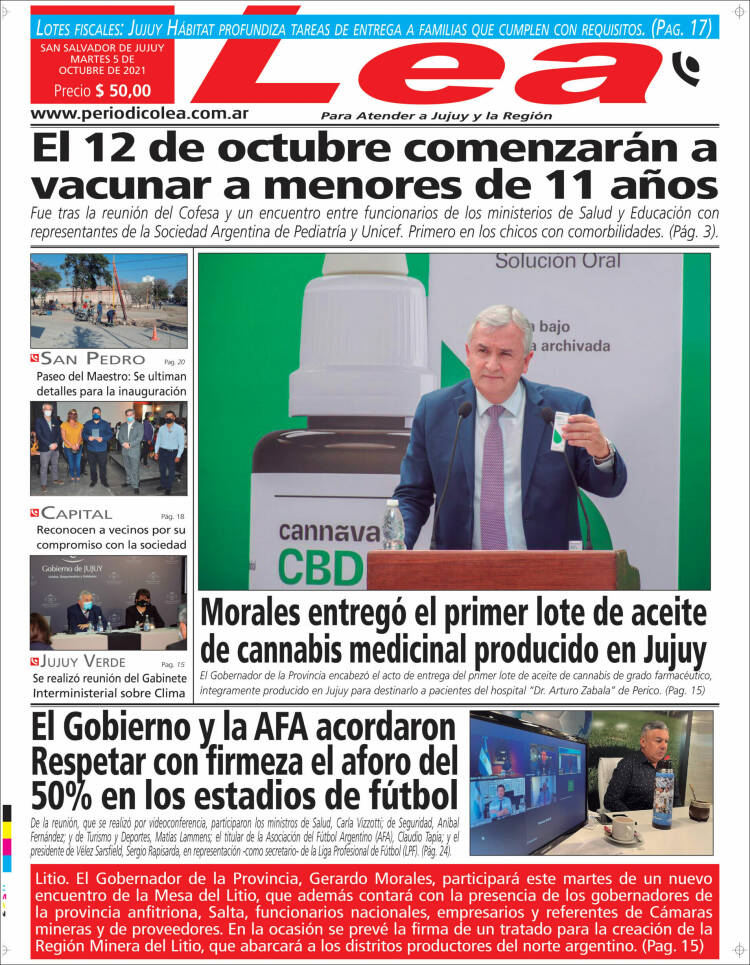 Portada de Periódico Lea (Argentina)