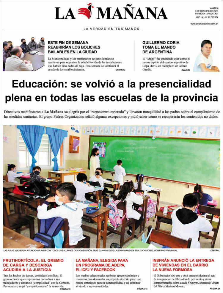 Portada de Diario La Mañana (Argentina)