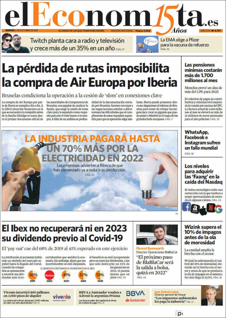 Portada de El Economista (Espa&ntilde;a)