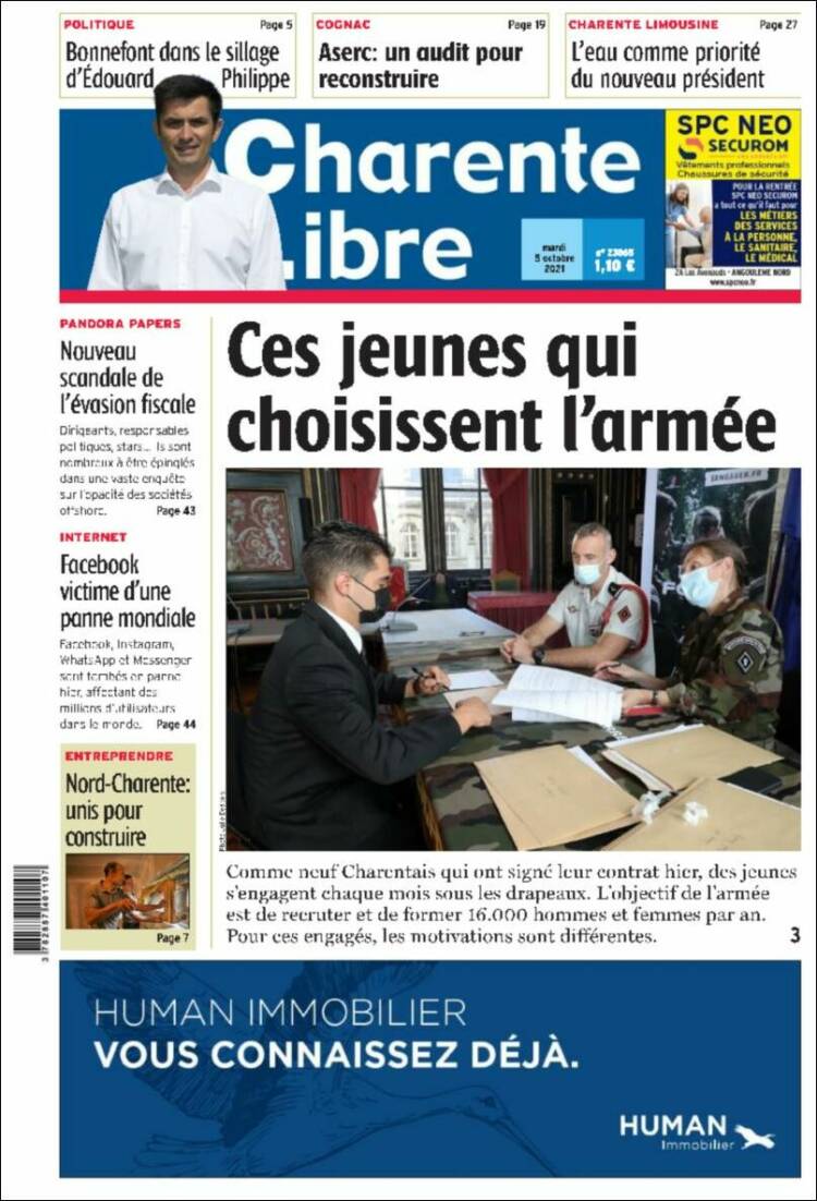 Portada de Charente Libre (Francia)