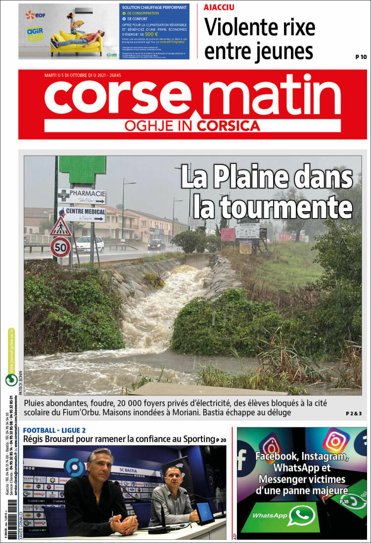 Portada de Corse-Matin (Francia)