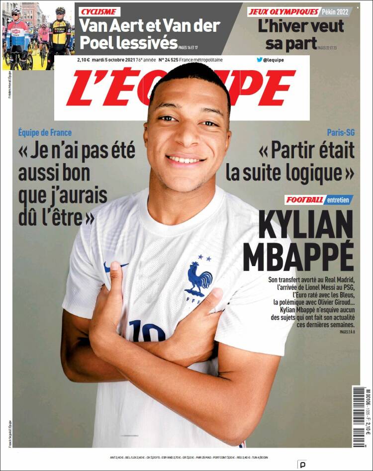 Portada de L'Equipe (Francia)