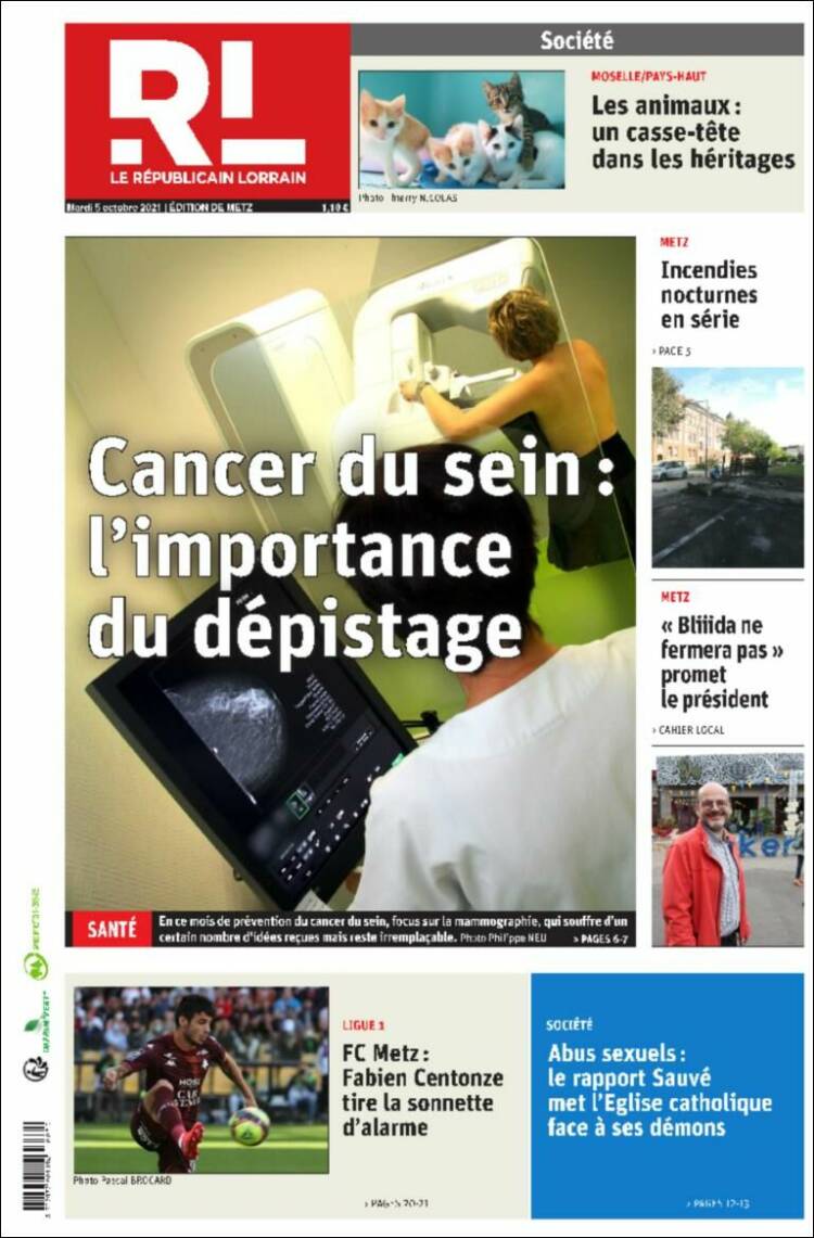 Portada de Le Republicain Lorrain (Francia)