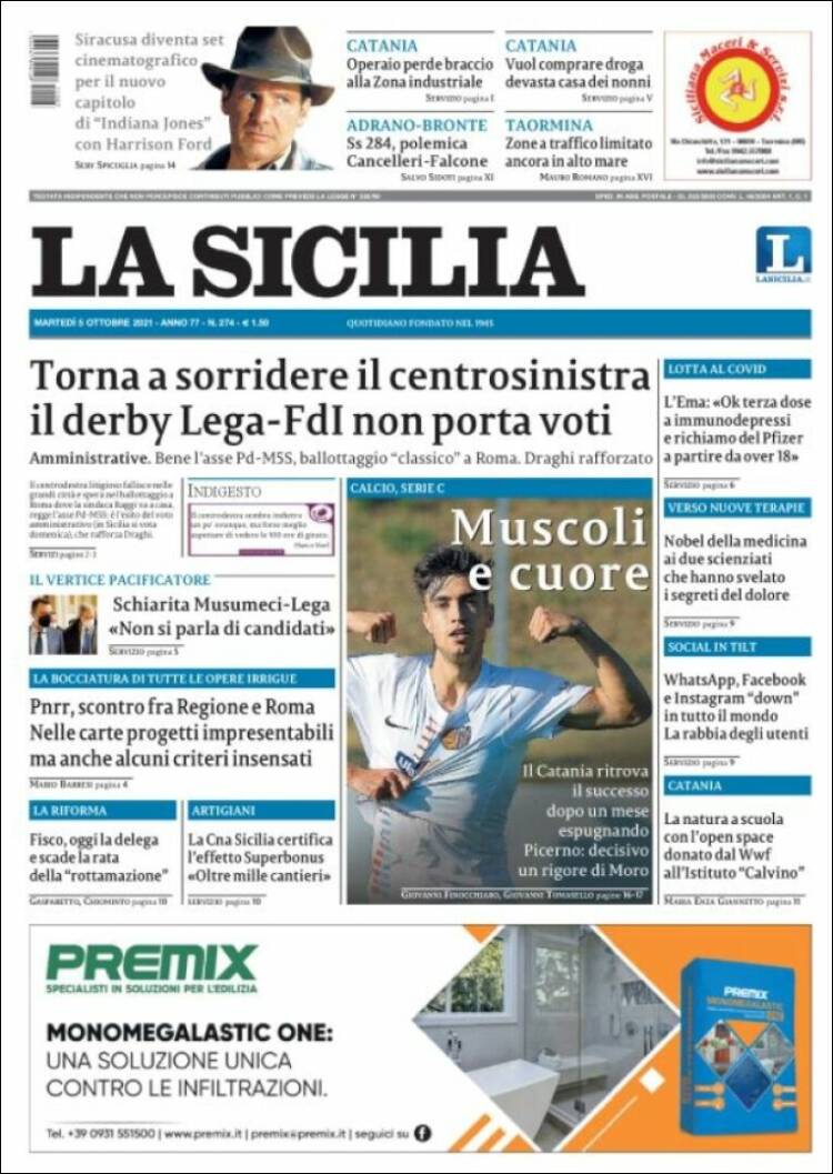 Portada de La Sicilia (Italia)