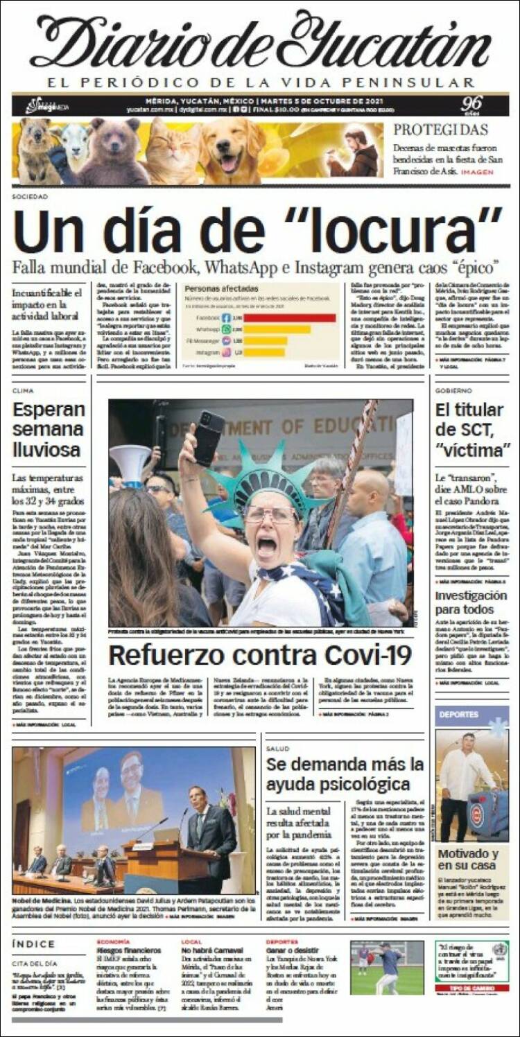 Portada de Diario de Yucatán (M&eacute;xico)