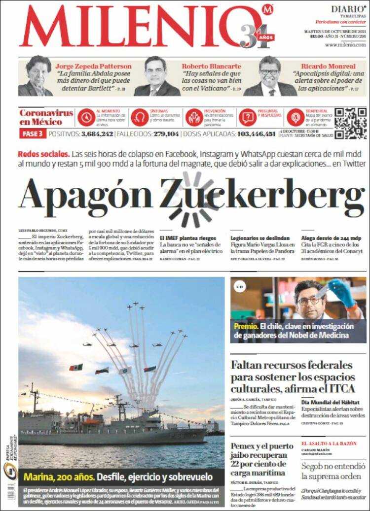 Portada de Milenio - Tamaulipas (M&eacute;xico)