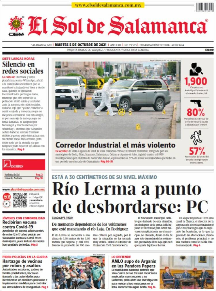 Portada de El Sol de Salamanca (M&eacute;xico)