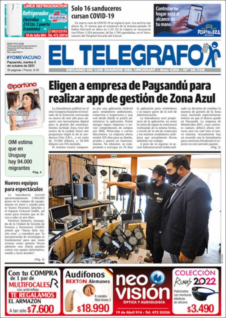 Portada de El Telégrafo (Uruguay)