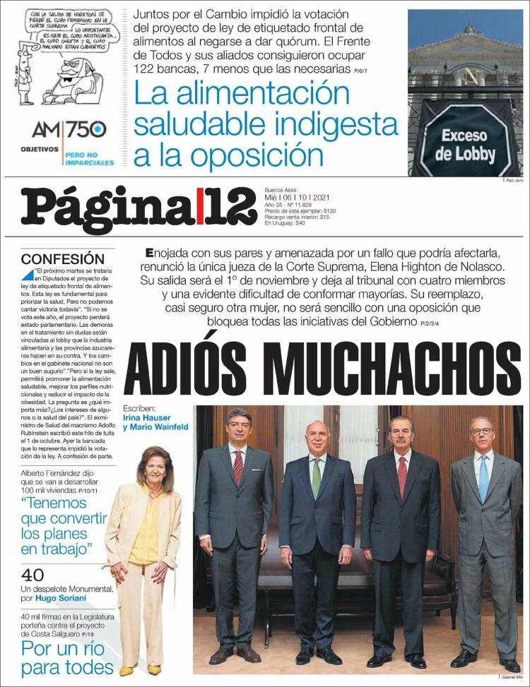 Portada de Página/12 (Argentina)