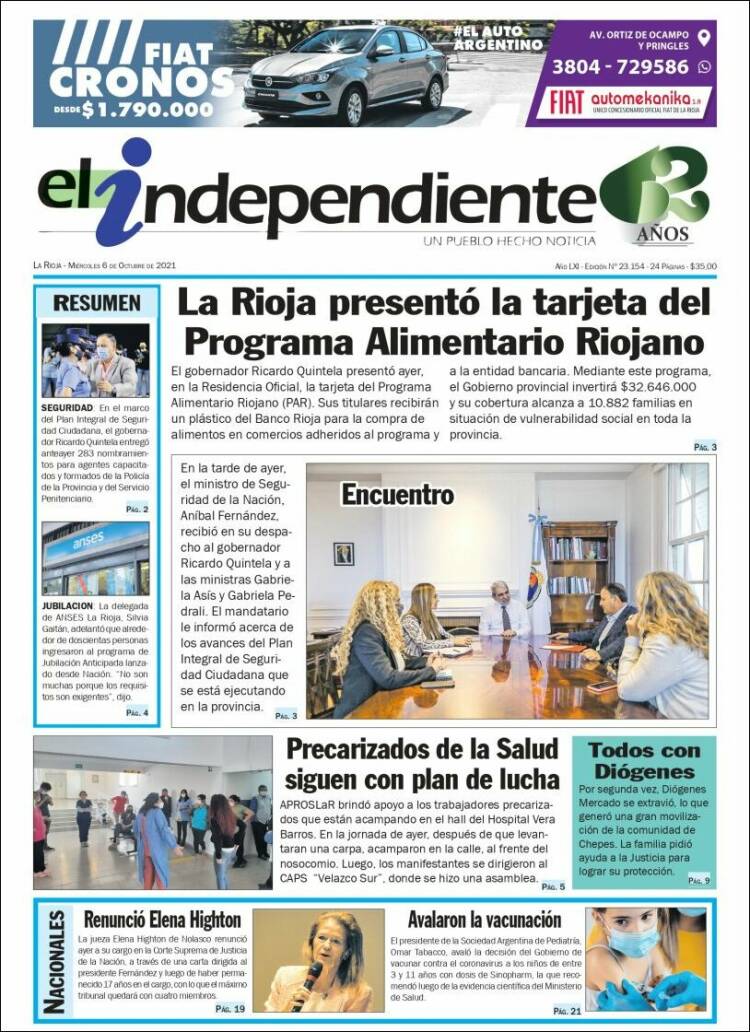 Portada de El Independiente (Argentina)