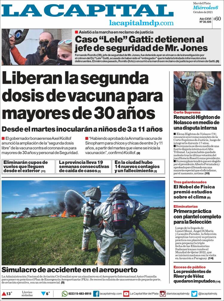 Portada de Diario La Capital - Mar del Plata (Argentina)