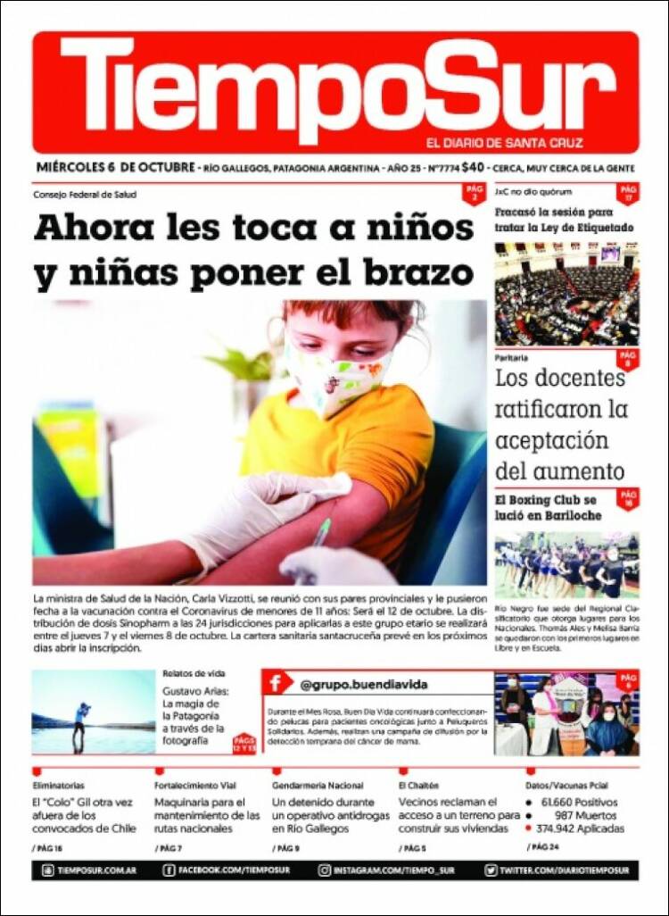 Portada de Tiempo Sur (Argentina)