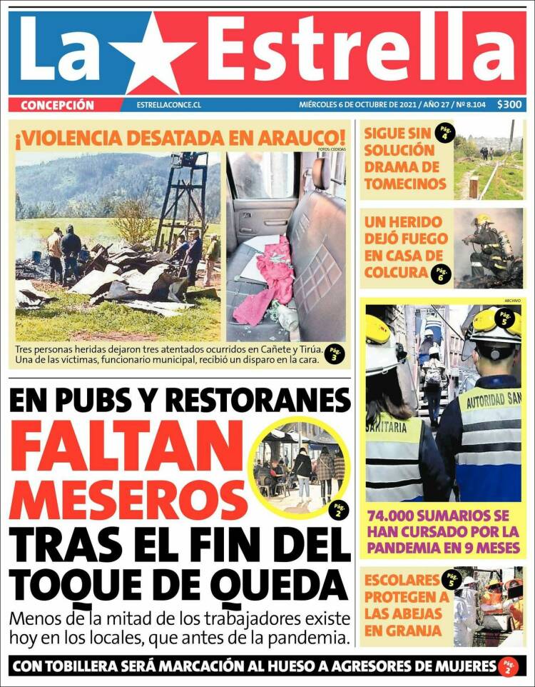 Portada de La Estrella de Concepción (Chile)