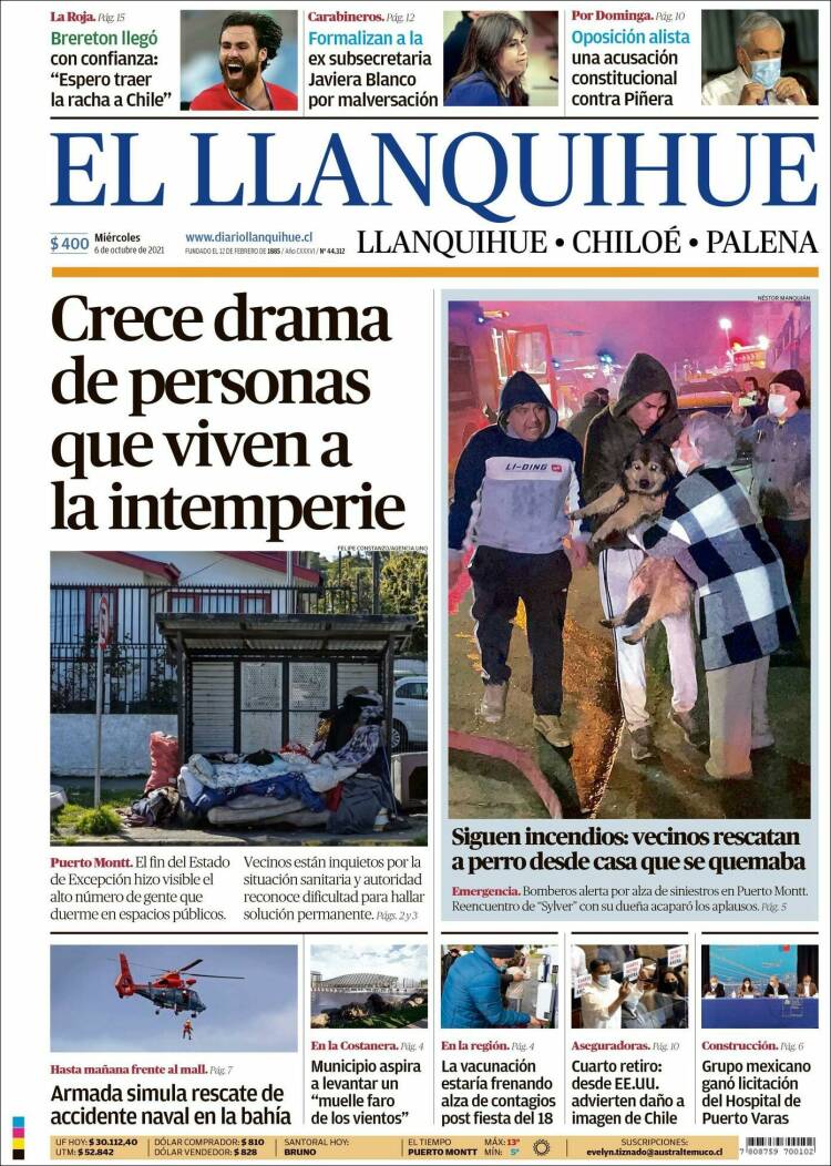 Portada de El Llanquihue (Chile)