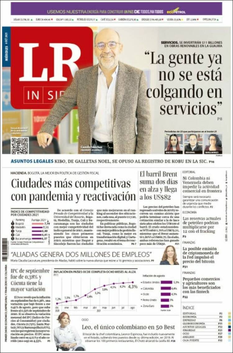 Portada de La Republica (Colombia)