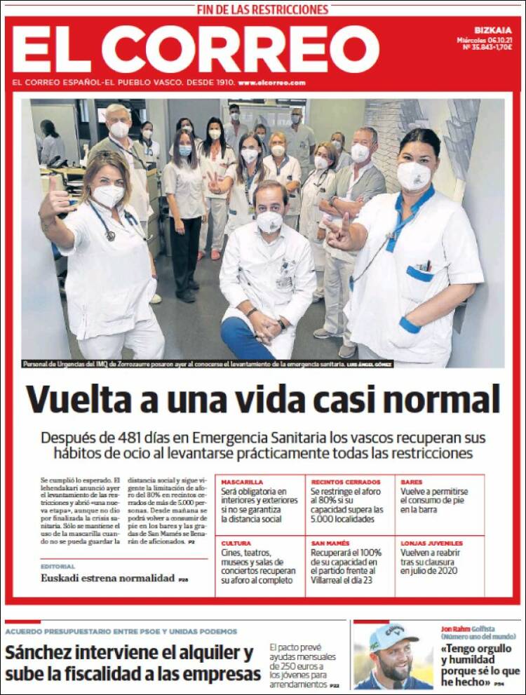 Portada de El Correo (Espa&ntilde;a)