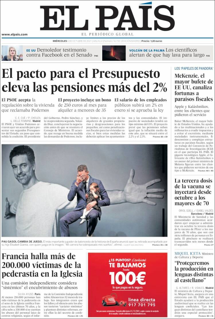 Portada de El País (España)