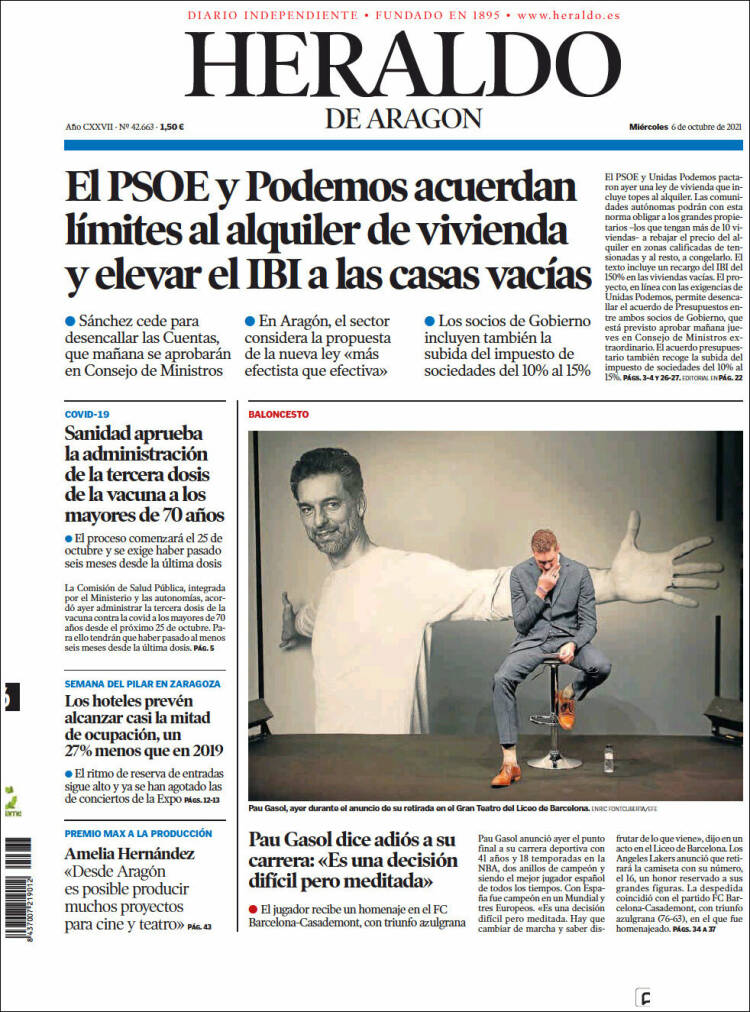Portada de Heraldo de Aragón (Espa&ntilde;a)
