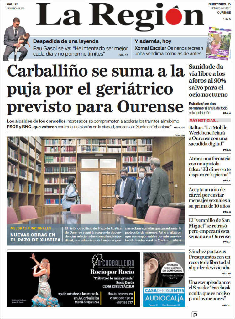 Portada de La Región de Ourense (Espa&ntilde;a)