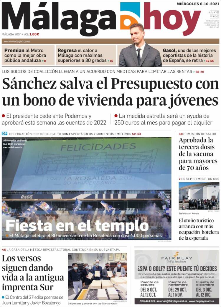 Portada de Málaga Hoy (Espa&ntilde;a)