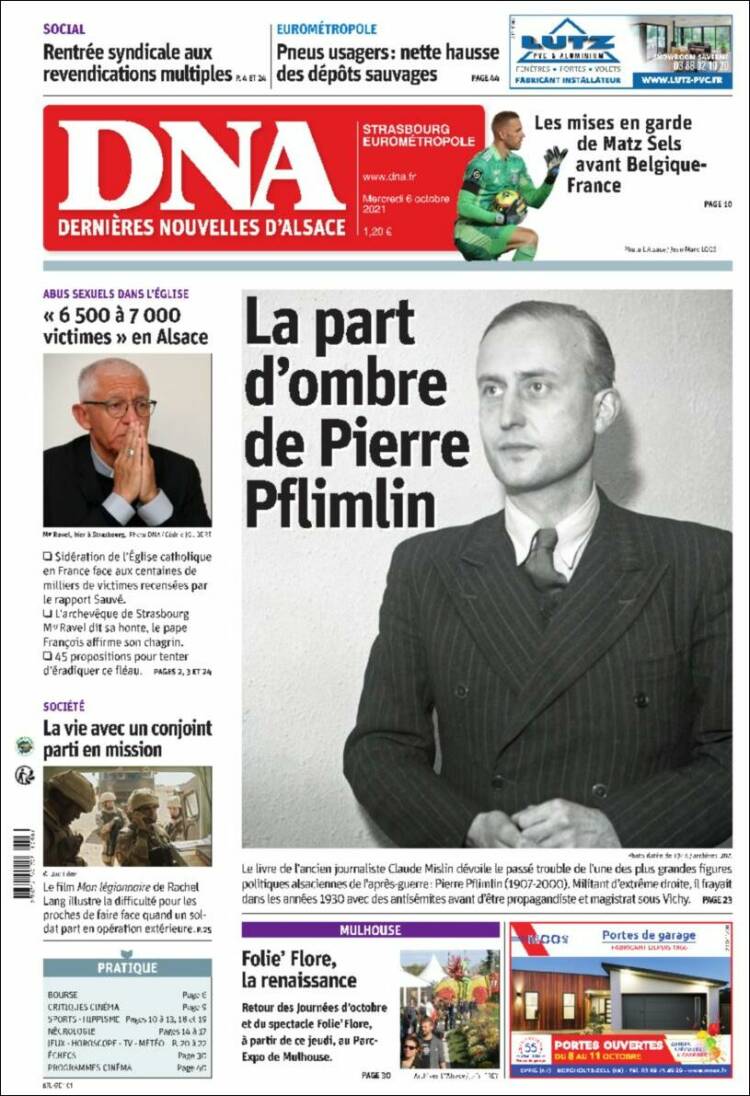 Portada de Les Dernières Nouvelles d'Alsace (Francia)