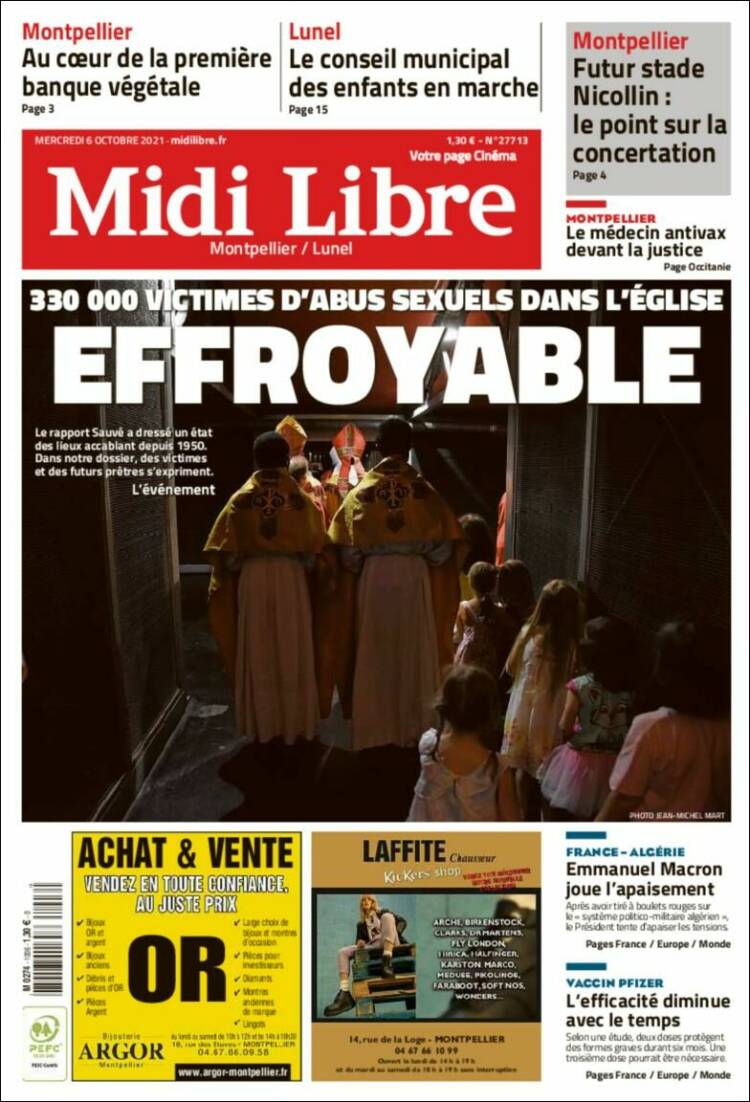 Portada de Midi Libre (Francia)