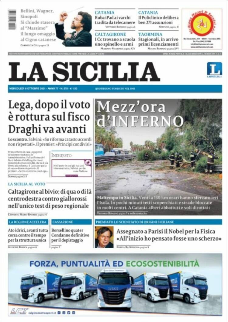 Portada de La Sicilia (Italia)